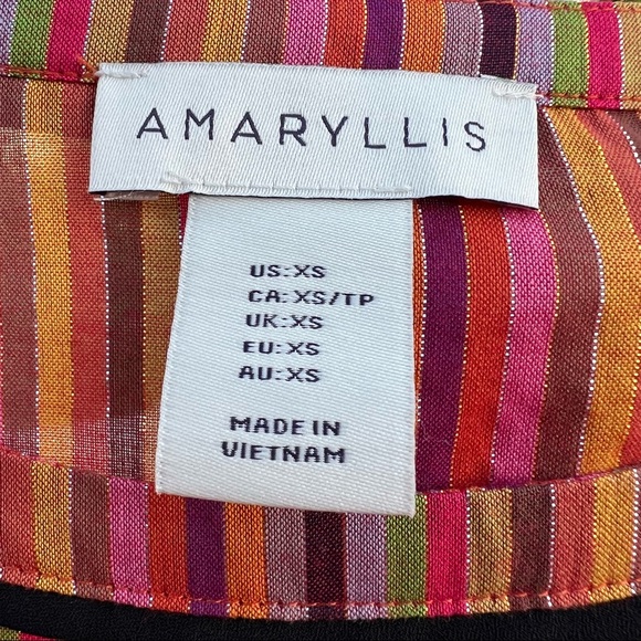 AMARYLLIS Stripe Top Cotton and Lurex Pom Pom Bottom Hem and Sleeve Size XS - Picture 9 of 9